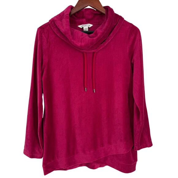 Coldwater Creek Sz Small Merlot Long Sleeve Velour Christmas Blouse Shirt Top - Picture 1 of 7